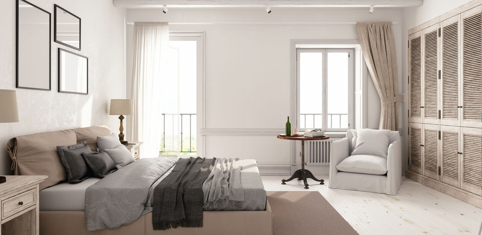 elegant bedroom design with warm color